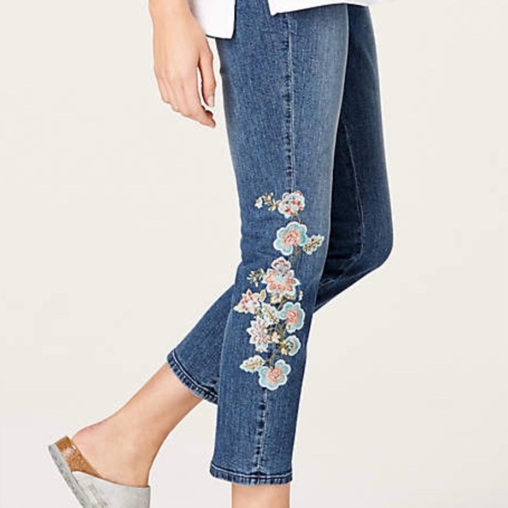 J. Jill Embroidered Denim Crop - Picture 2 of 16